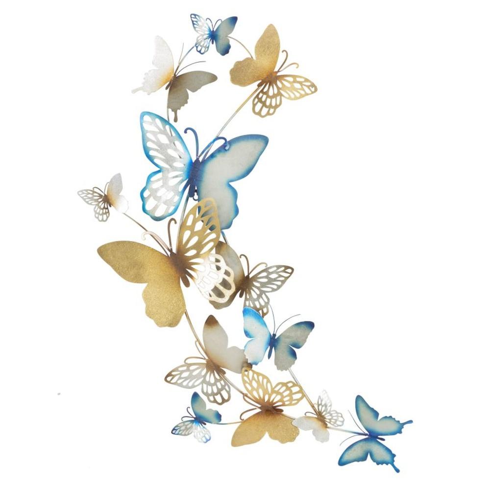 Pannello Da Muro Butterflies Oro/Celeste C Cm 59.5X4X111.5