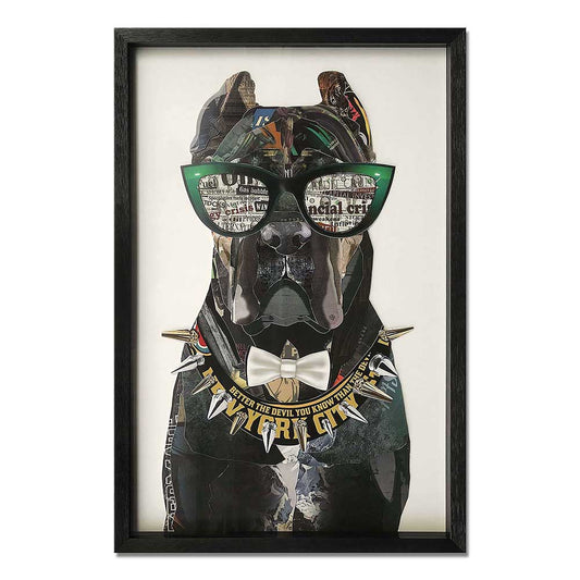 ADM Quadro Collage Cane Corso con Occhiali SA035A1