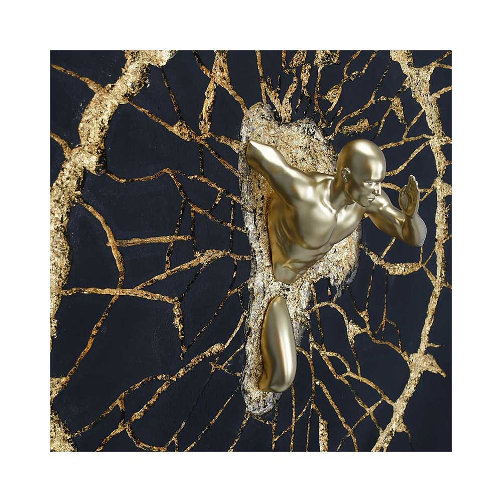 ADM Quadro con Scultura Golden Breaking Nero WS007X1